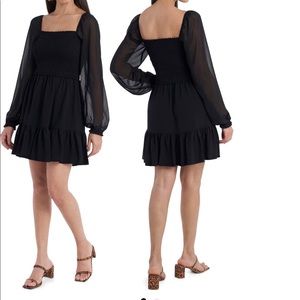 1. STATE Smock Bodice Ruffle Hem Long Sleeve Minidress